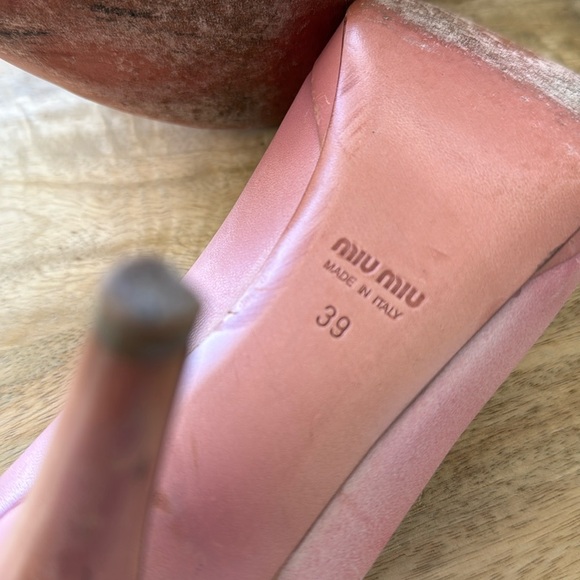 Miu Miu Peep-toe Bow Aged Pink Heels sz 39/ Us 8-8.5 ECU - Picture 11 of 16